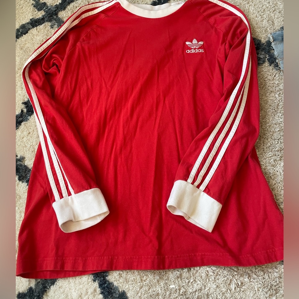 Vintage red and white adidas long sleeve shirt